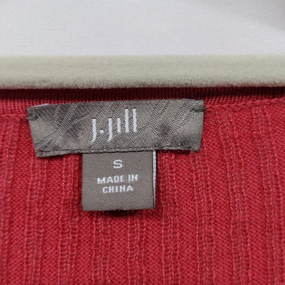 J. Jill Silk Cardigan Women's S Red Textured Summer Beach Coastal Vacation - Picture 7 of 8